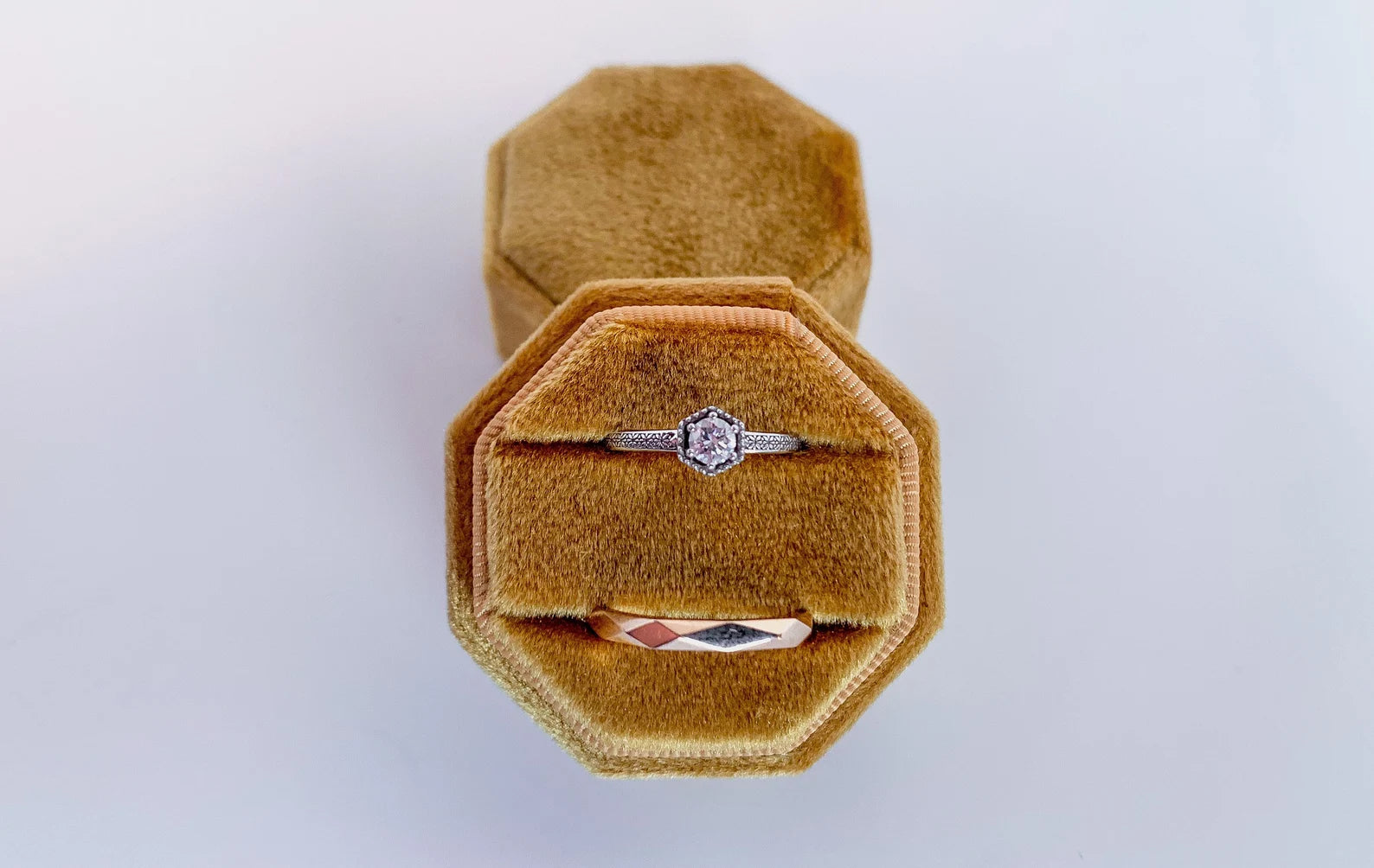 Velvet Oval Ring Box 3 Slots - Premium Wedding Three Rings Box Vintage  Handmade | eBay
